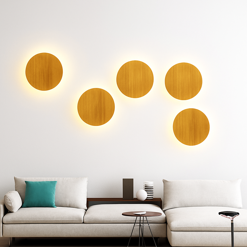 Applique murale scandinave LED de forme ovale en bois - vue 7 sur 11