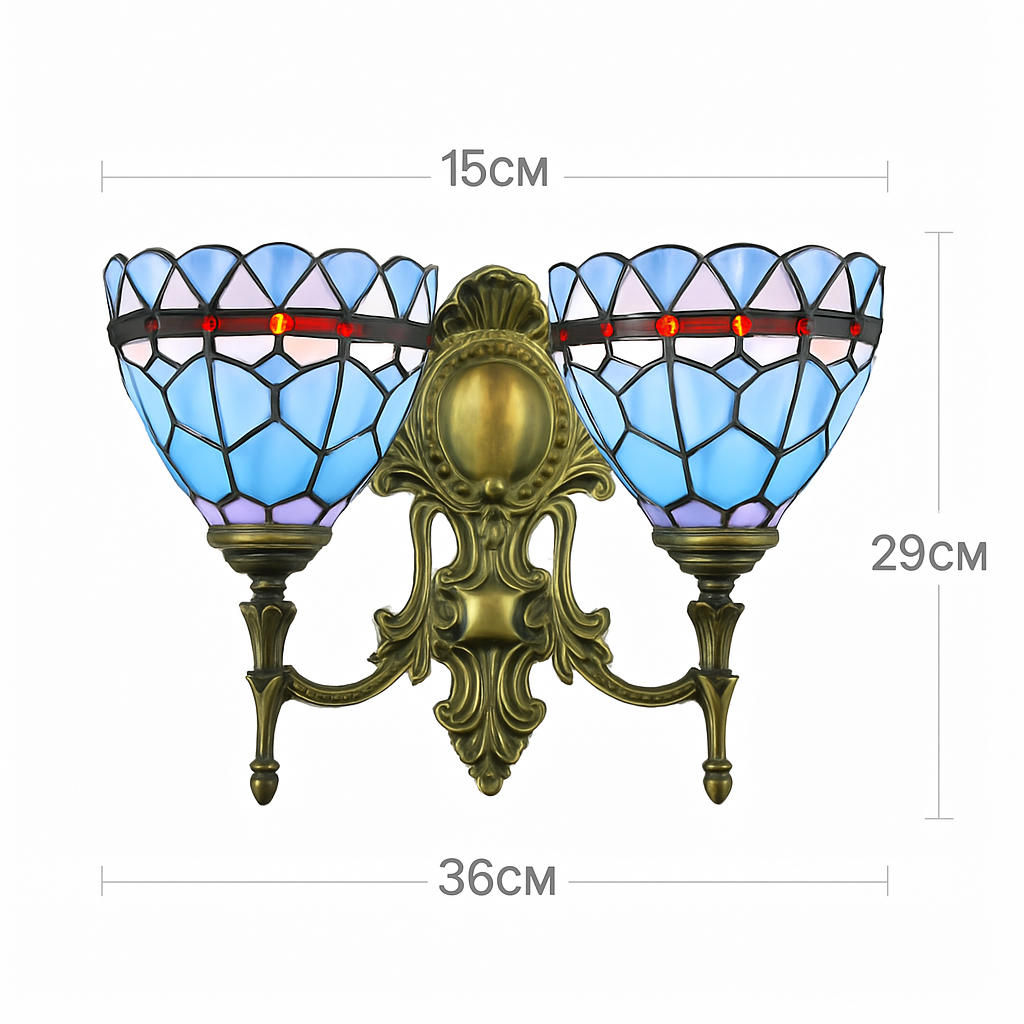 applique murale tiffany en verre décoratif pour intérieur - vue 7 sur 13