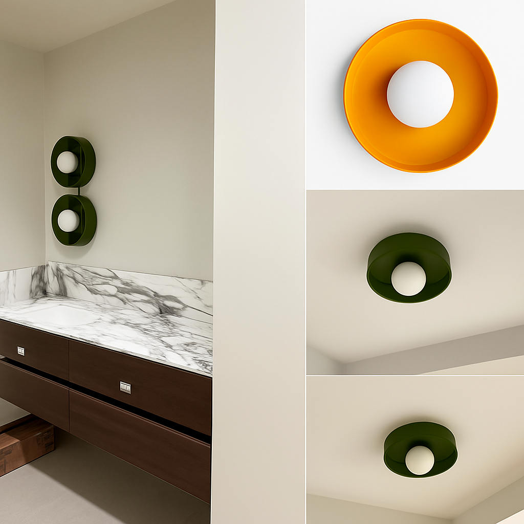 applique murale verre italien blanc vert orange - vue 6 sur 9