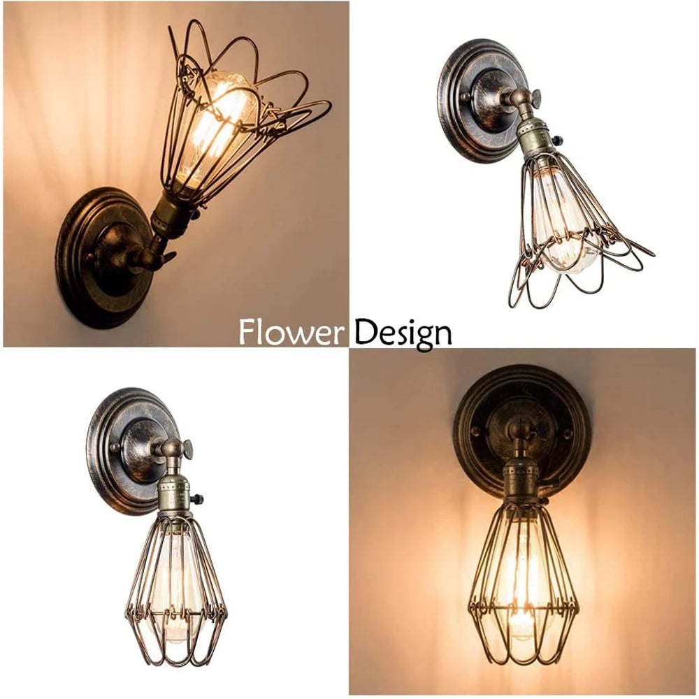 Applique murale Vintage éclairage industriel réglable appliques rustiques fil métal Cage applique intérieure maison rétro lumières luminaire LED
