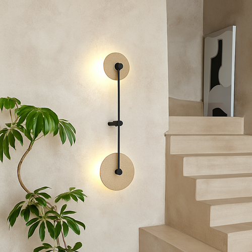 applique murale vintage en pierre naturelle ronde avec led intégrée