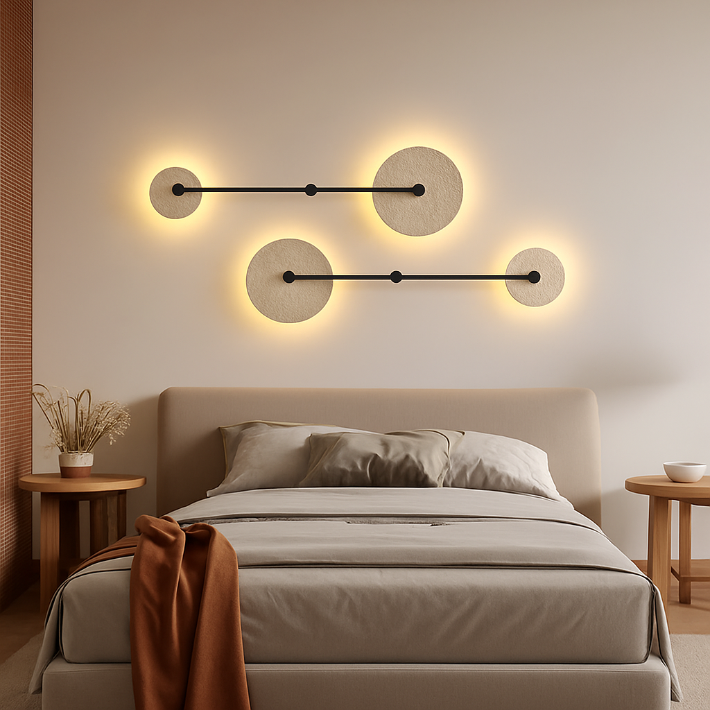 applique murale vintage en pierre naturelle ronde avec led intégrée - vue 4 sur 6