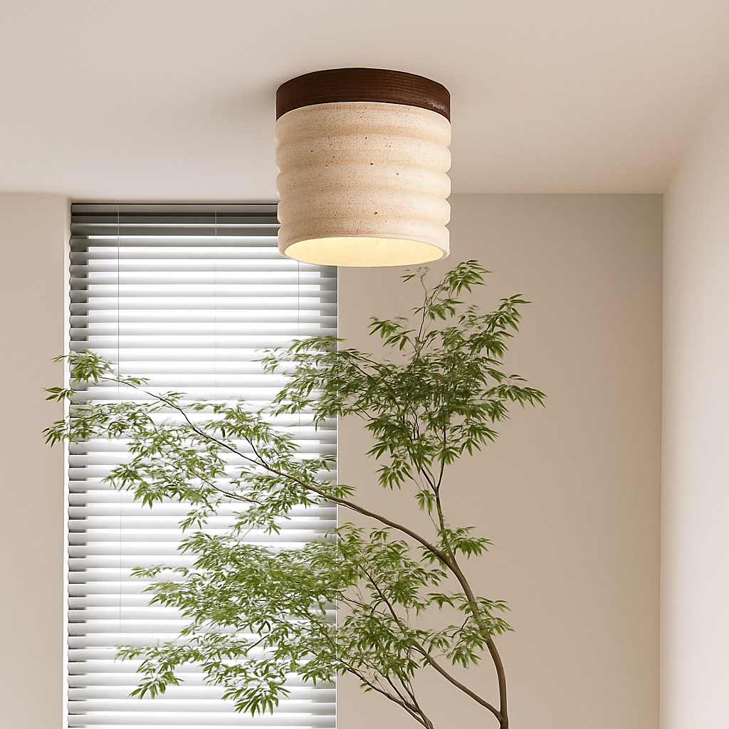 applique plafonnier led rétro avec pierre naturelle - vue 3 sur 6
