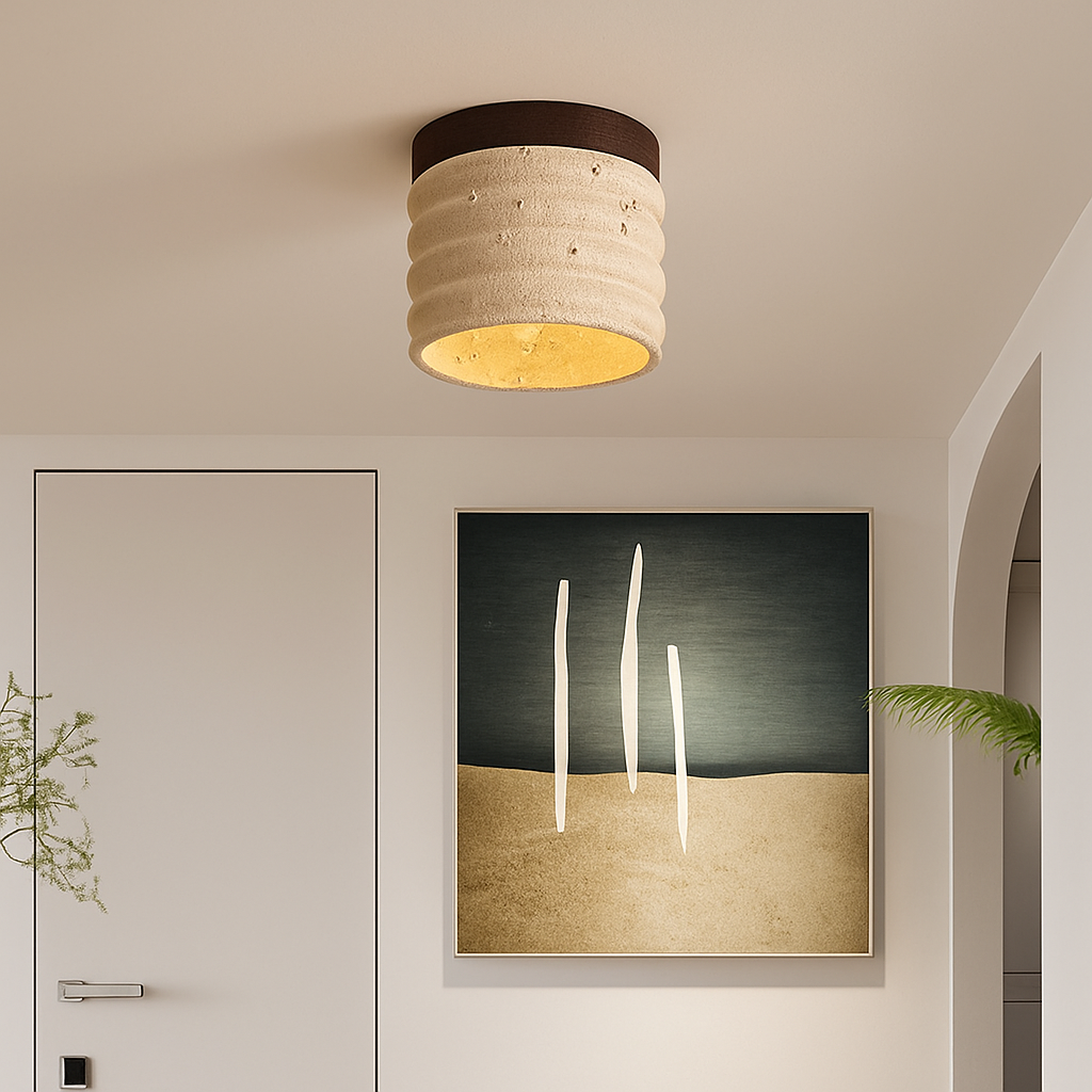 applique plafonnier led rétro avec pierre naturelle - vue 5 sur 6