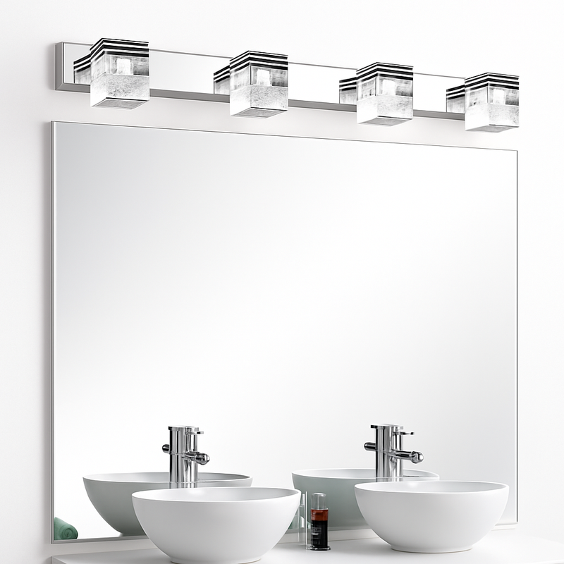 Applique à tableau et miroir LED chromée et cristal