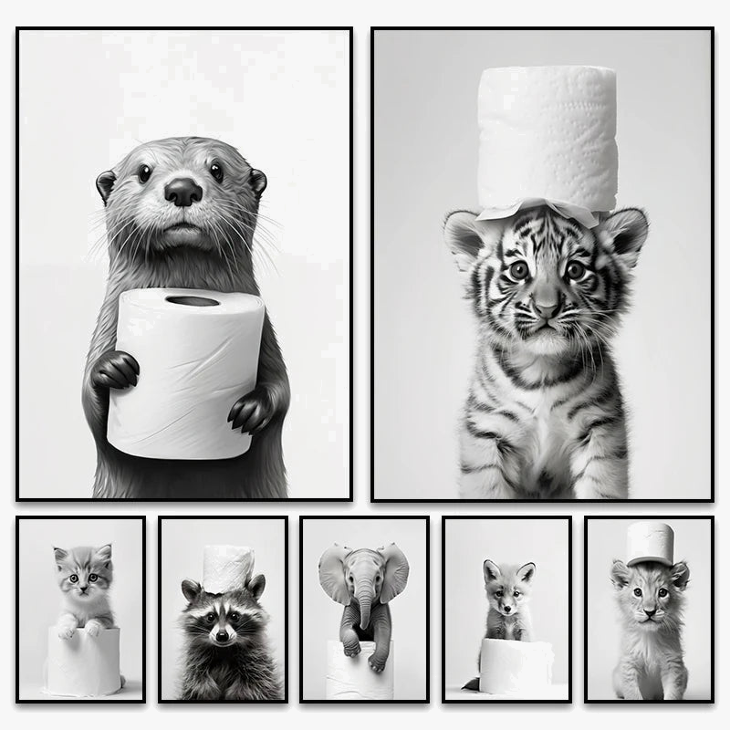 art mural amusant animaux mignons pour décoration intérieure