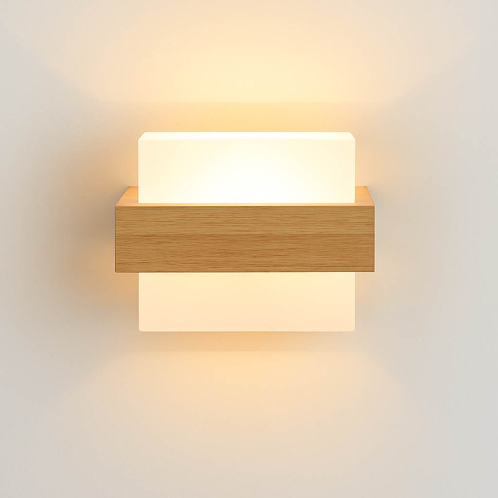 artpad applique murale scandinave bois abat-jour verre décoration intérieure led - vue 6 sur 20