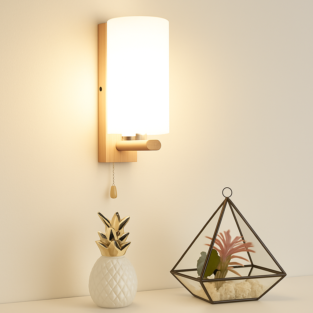 artpad applique murale scandinave bois abat-jour verre décoration intérieure led - vue 7 sur 20