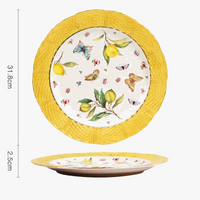 Assiette céramique style européen motif citron élégante table