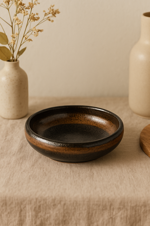 Assiette céramique émaillée 15cm style coréen minimaliste