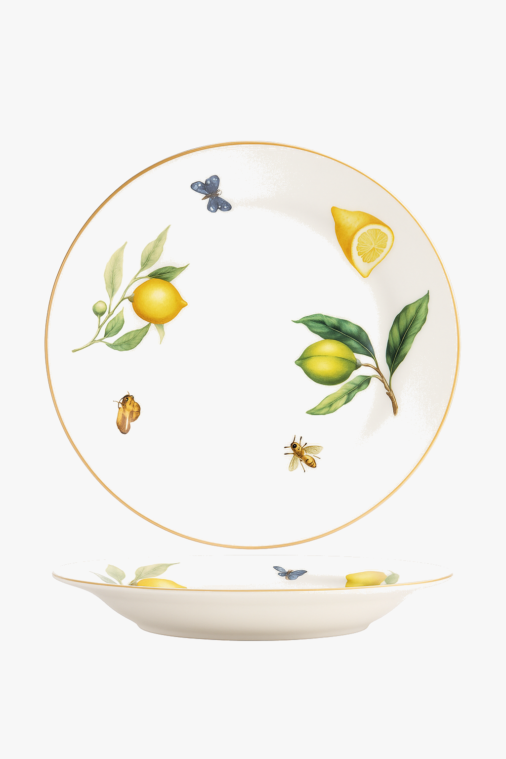 European style ceramic plate with lemon motif