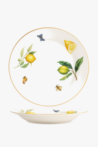 European style ceramic plate with lemon motif