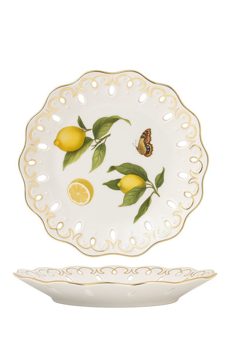 Assiette céramique motif citron style europeen cuisine