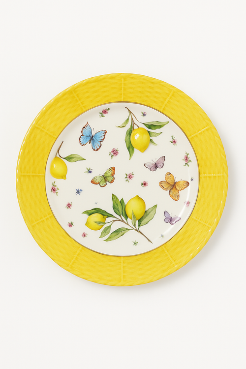 Assiette céramique motif citron style européen cuisine - vue 2 sur 2