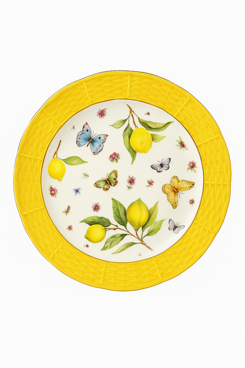 Assiette ceramique motif citron style europeen cuisine decoratif