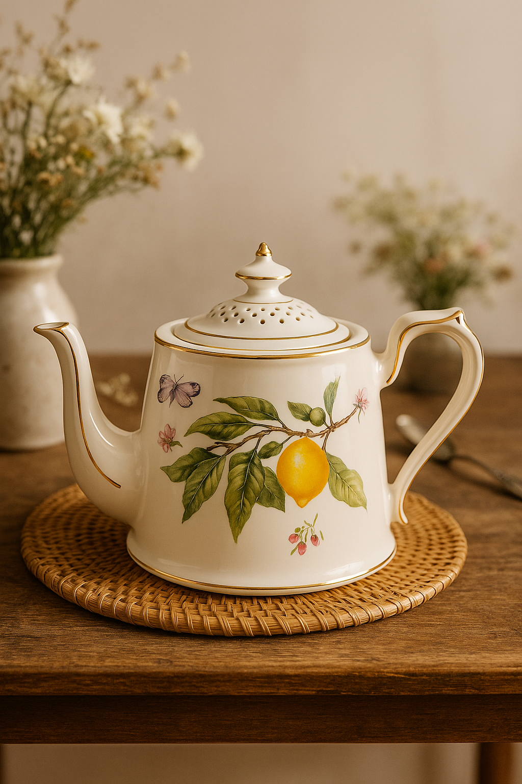Assiette ceramique motif citron style européen elegant - vue 3 sur 3