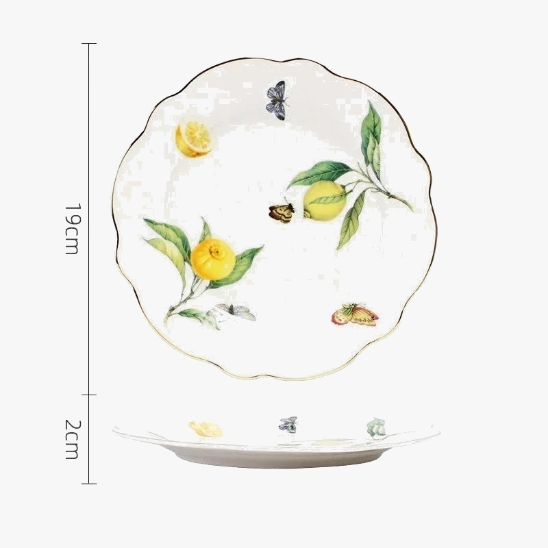 Assiette ceramique motif citron style europeen elegante table