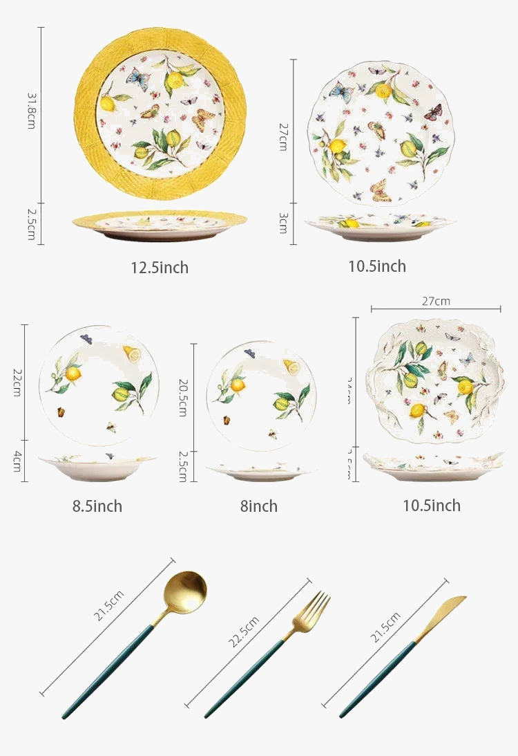 assiette ceramique motif citron style europeen elegante table