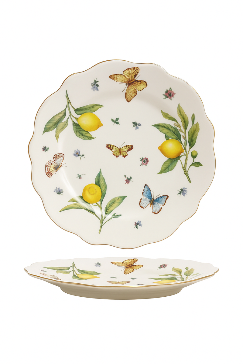 Assiette ceramique motif citron style europeen pour cuisine