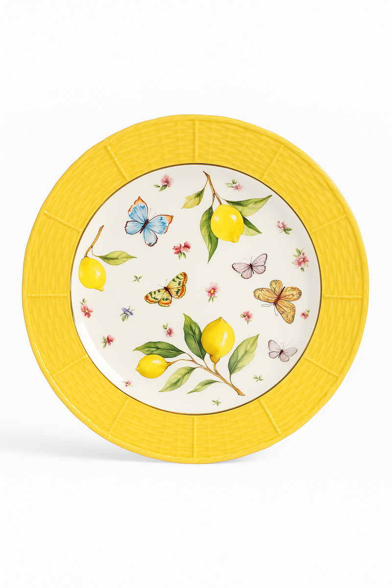 Assiette ceramique motif citron style europeen pour table