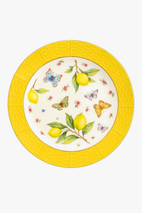 Mediterranean-style ceramic plate with lemon motif for kitchen