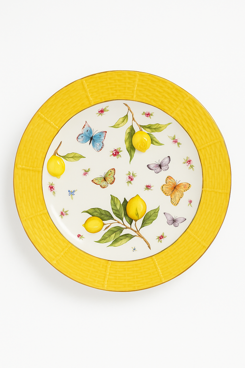 Assiette ceramique motif citron style mediterraneen cuisine - vue 2 sur 2