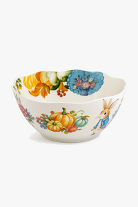 Assiette ceramique motif citrouille lapin style jardin