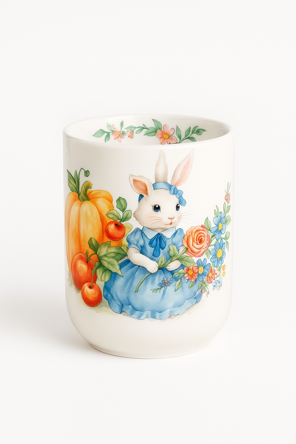 Assiette ceramique motif citrouille lapin style jardin - vue 2 sur 3