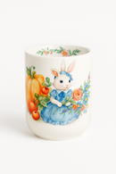 Assiette ceramique motif citrouille lapin style jardin