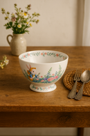 Assiette ceramique motif citrouille lapin style jardin