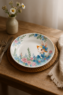 Assiette ceramique motif citrouille lapin style jardin