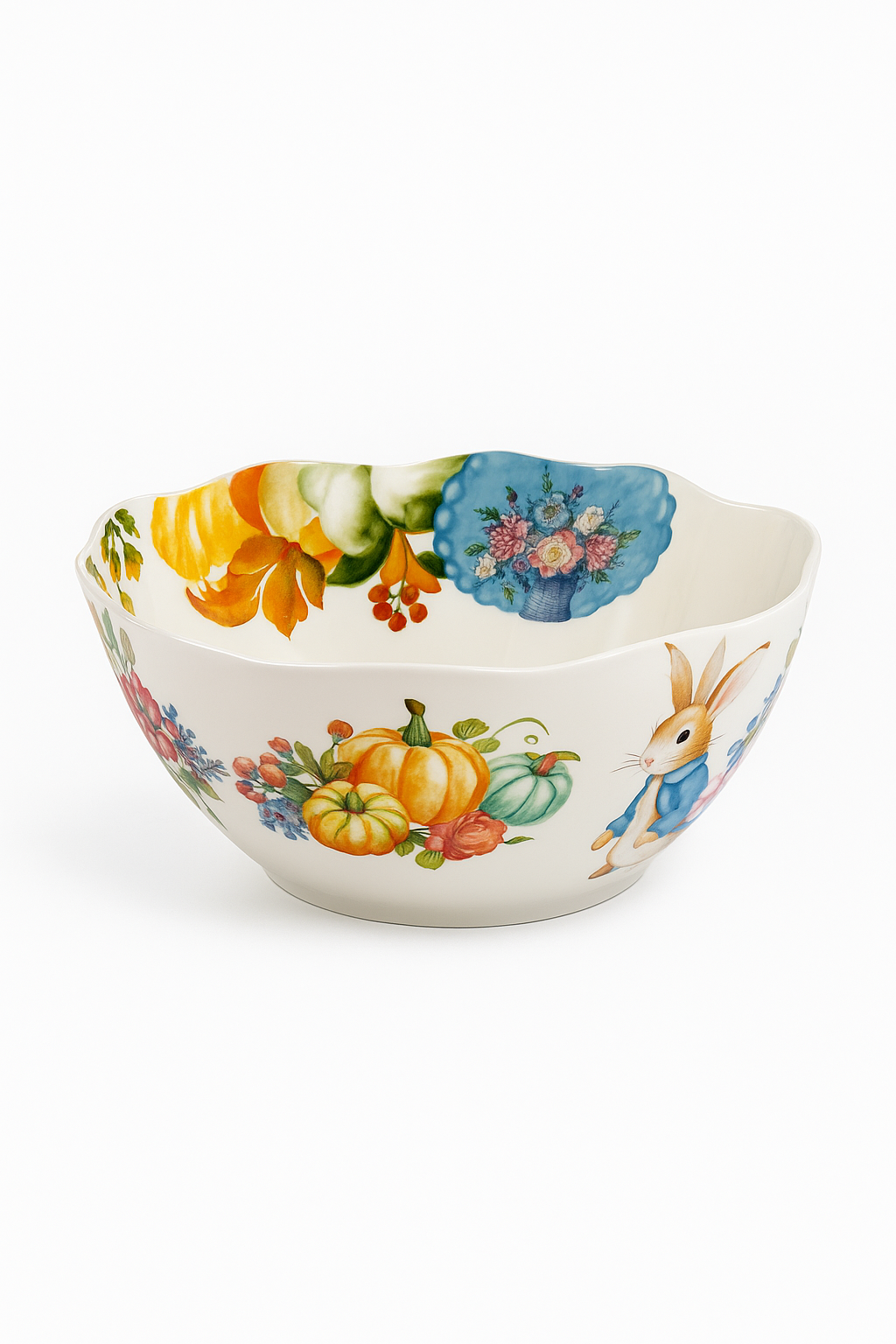 Assiette ceramique motif citrouille lapin style jardin - vue 2 sur 3
