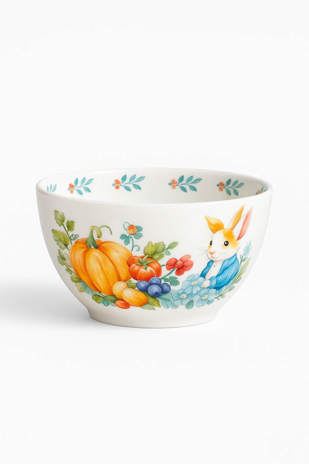 Assiette ceramique motif citrouille lapin style jardin - vue 2 sur 3