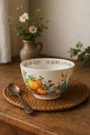 Assiette ceramique motif citrouille lapin style jardin