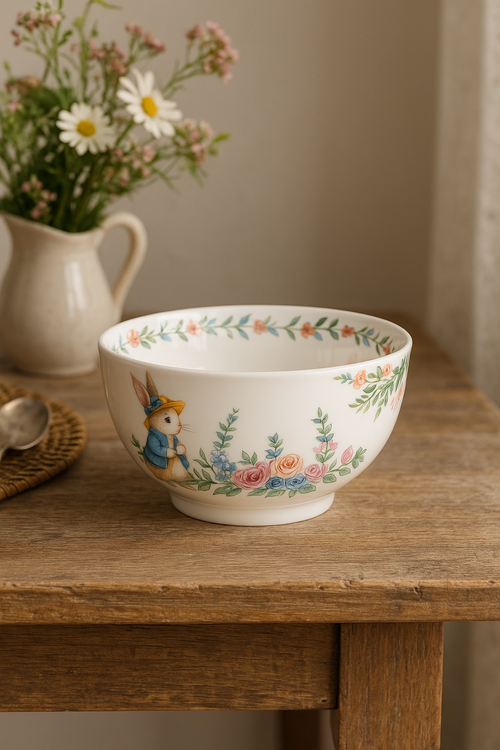 Assiette ceramique motif citrouille lapin style jardin mignon