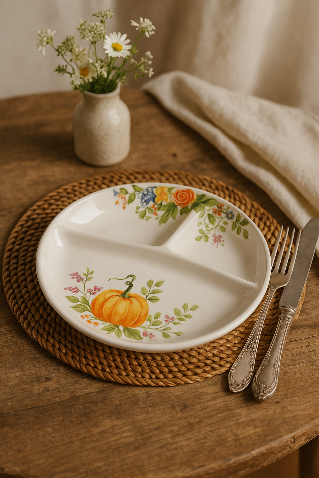 Assiette ceramique motif citrouille lapin style jardin mignon - vue 3 sur 3