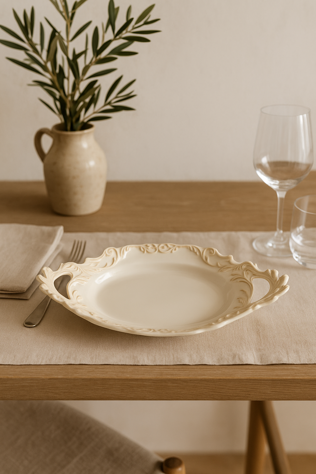 Assiette céramique rétro style français pour pâtes dessert - vue 3 sur 3