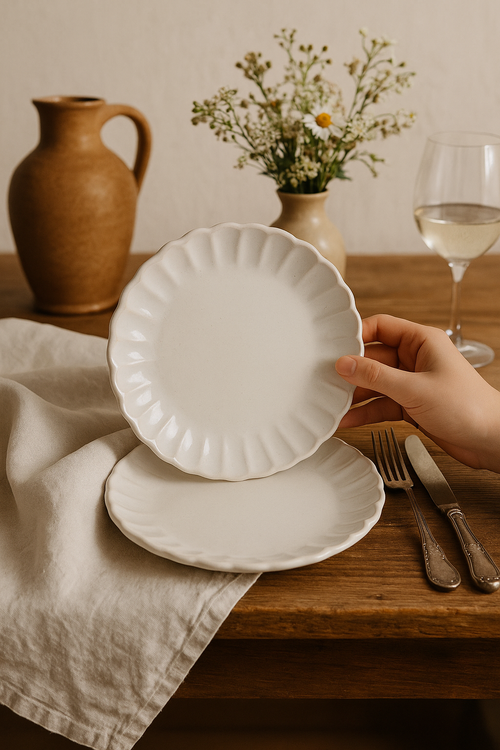 Assiette ceramique ronde style retro decorative cuisine