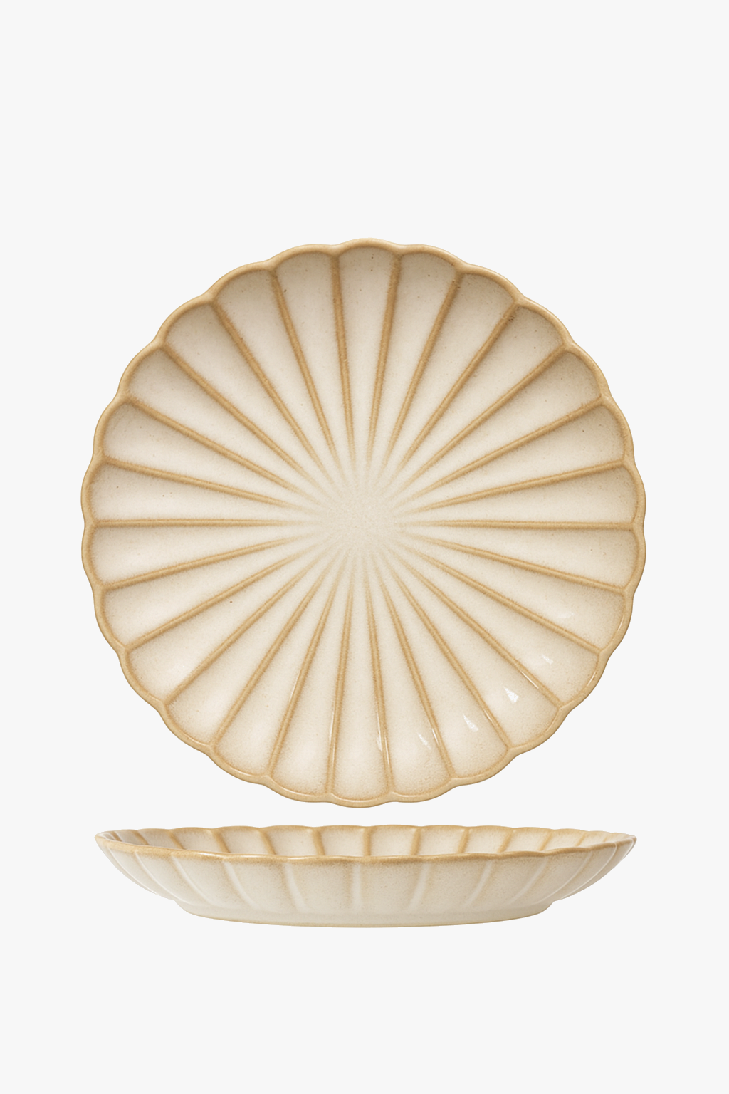 Round ceramic plate retro style for vegetables