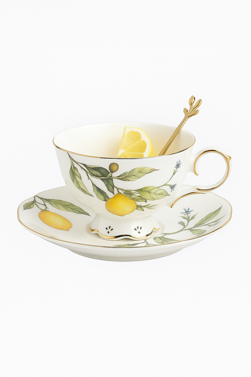Assiette ceramique style europeen motif citron elegant - vue 3 sur 2