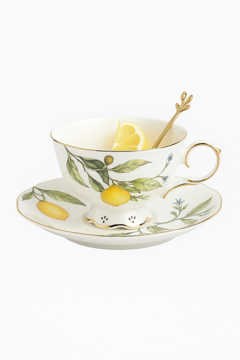 Assiette ceramique style europeen motif citron elegant