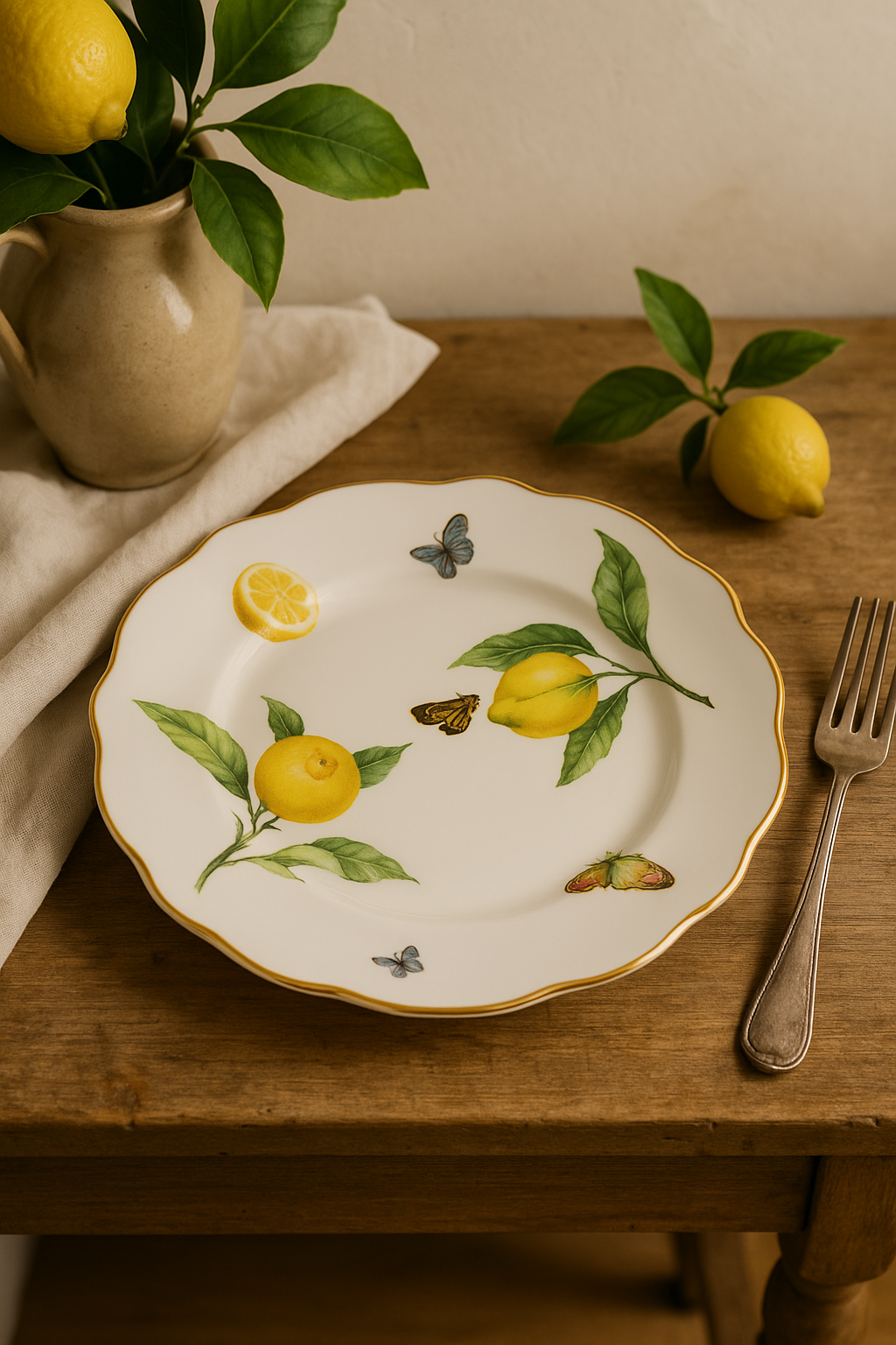 Assiette céramique style européen motif citron élégante - vue 3 sur 3