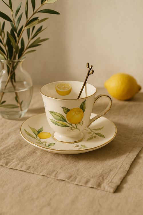 assiette ceramique style europeen motif citron elegante