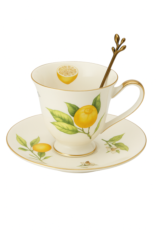 Assiette ceramique style europeen motif citron table - vue 3 sur 2