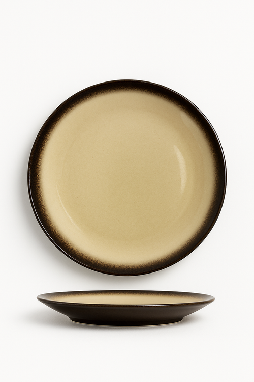 Assiette céramique style japonais glaçure craquelée pour repas