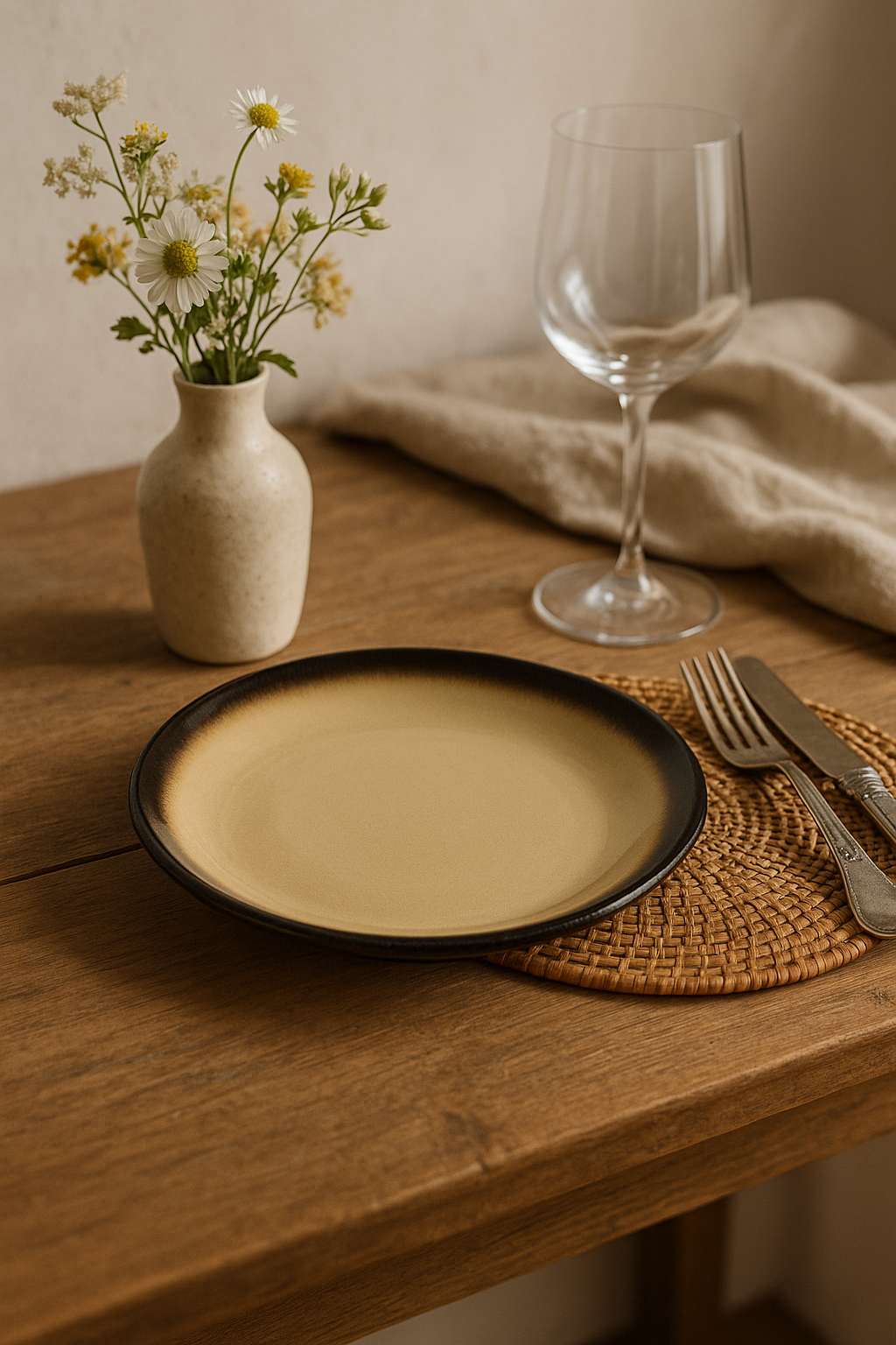 Assiette céramique style japonais glaçure craquelée pour repas - vue 3 sur 3