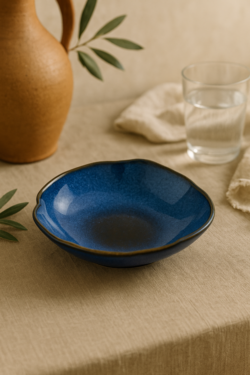 Assiette ceramique style nordique forme coquillage salade