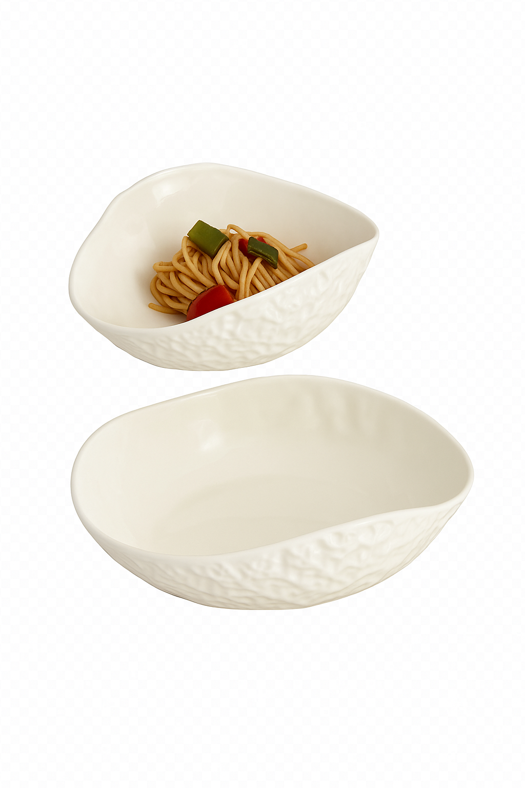 Assiette céramique texturée forme irrégulière ondulée style artisanal - vue 3 sur 2