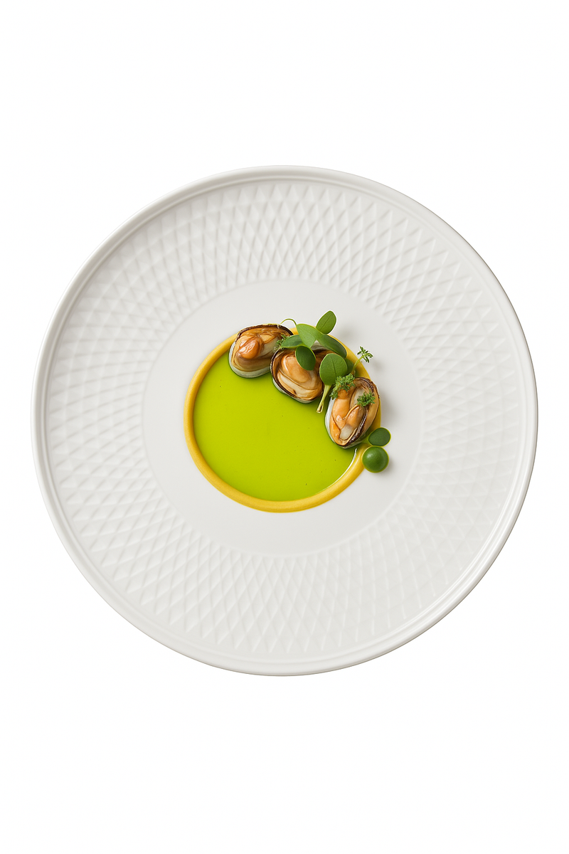 Assiette ceramique texturee relief style artisanal service