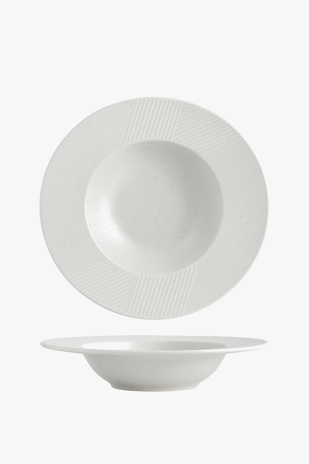 Assiette creuse ceramique style chapeau paille japonais rayures